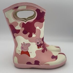 Hunter x Peppa Pig Girls Rain Boots Pink Camo Size 13/1 EU 31 VGUC